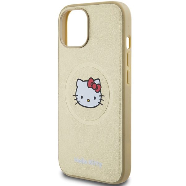 Hello Kitty case for iPhone 14 / 15 / 13 6,1" gold hardcase Leather Kitty Case Head MagSafe