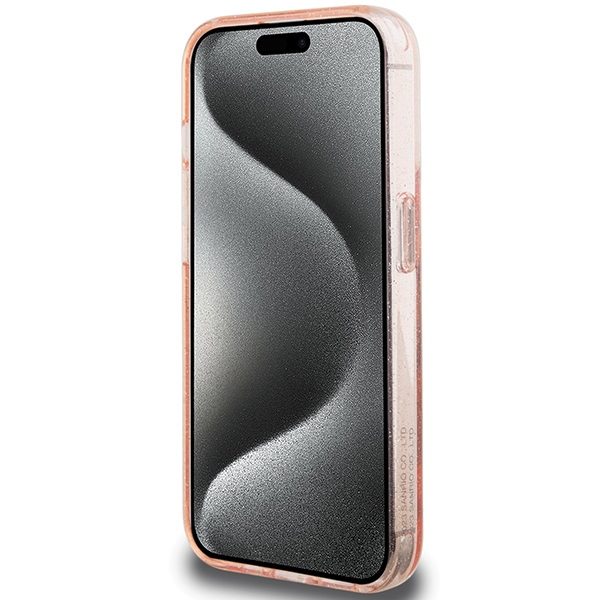 Hello Kitty case for iPhone 15 Pro 6,1" pink hardcase Ring Stand Glitter Electrop Logo MagSafe