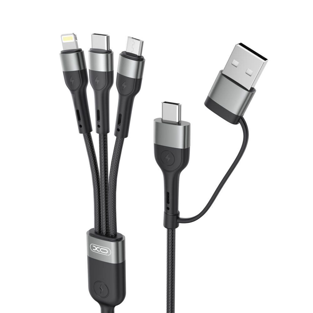 XO cable NB254 6in1 USB - USB-C + USB-C + microUSB + Lightning 1,2m black