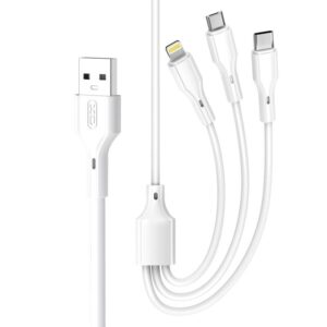 386814_oryg XO cable NB230 3w1 USB - Lightning + USB-C + microUSB 1,0m 2,4A white