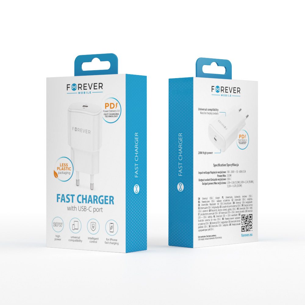 Forever TC-01-20C PD QC charger 1x USB-C 20W white