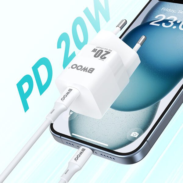 BWOO CDA155 PD wall charger 1x USB-C port 1A 20W white