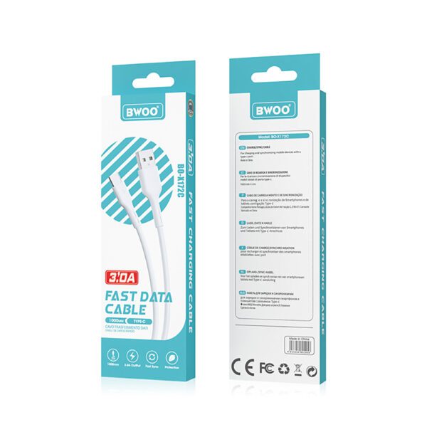 BWOO Cable USB - USB-C 1m 3A White BO-X172C