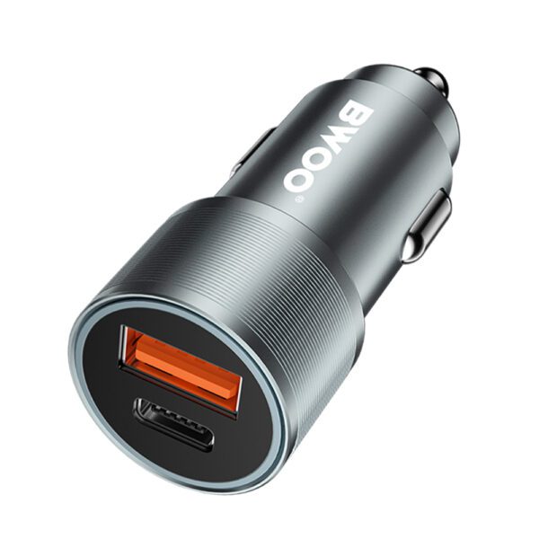 BWOO BO-CC73 PD car charger 1x USB-C - USB-A port 38W silver