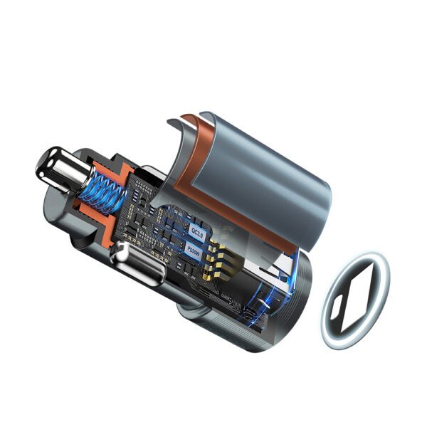 BWOO BO-CC73 PD car charger 1x USB-C - USB-A port 38W silver