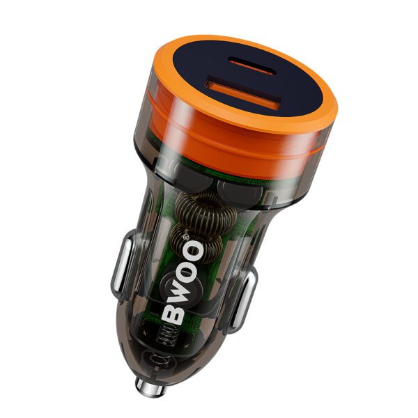 391218_oryg BWOO PD car charger 1x USB-C - USB-A port 38W transparent