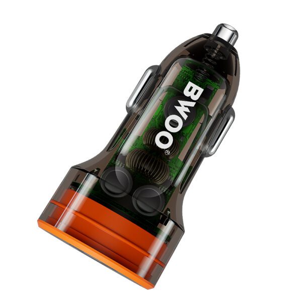 391220_oryg BWOO PD car charger 1x USB-C - USB-A port 38W transparent