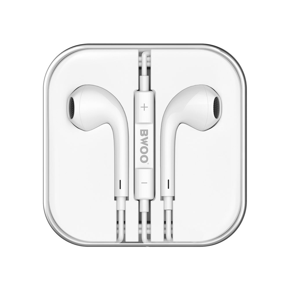 BWOO wired earphones 3.5mm stereo white