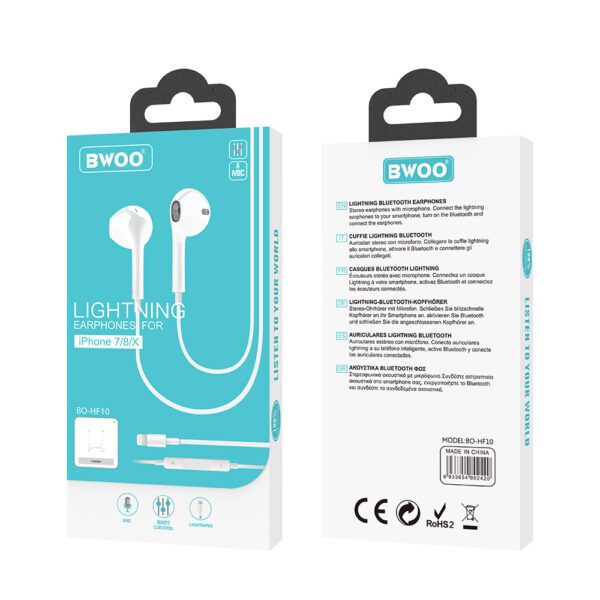 BWOO wired earphones BO-HF10 lightning stereo white