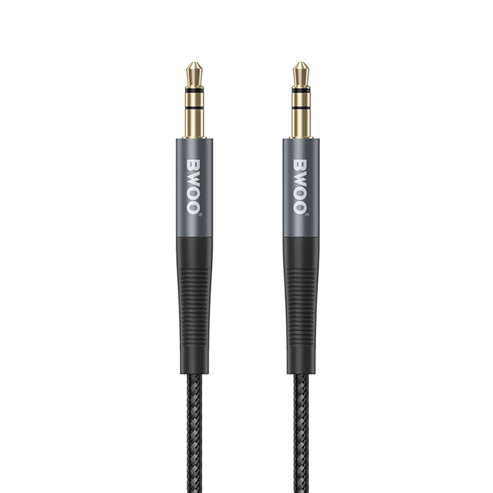 392587_oryg BWOO Cable AUX 3.5mm - 3.5mm Nylon Braided + Aluminum Alloy Shell BO-AUX064 black