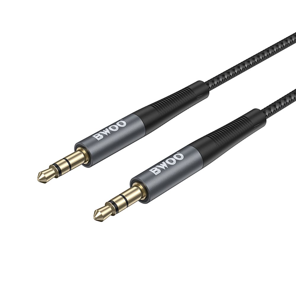 392588_oryg BWOO Cable AUX 3.5mm - 3.5mm Nylon Braided + Aluminum Alloy Shell BO-AUX064 black