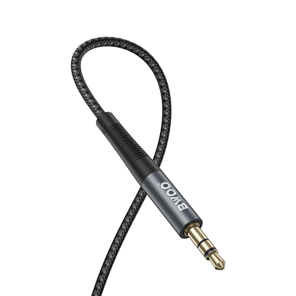392589_oryg BWOO Cable AUX 3.5mm - 3.5mm Nylon Braided + Aluminum Alloy Shell BO-AUX064 black
