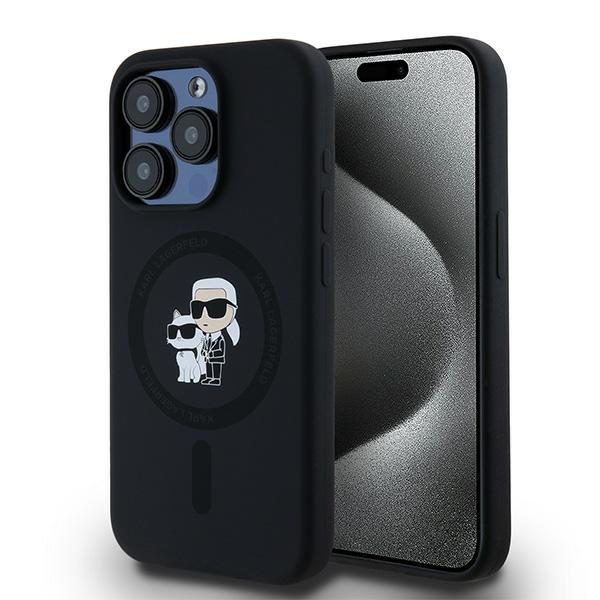 393111_oryg Karl Lagerfeld case for iPhone 15 Pro 6,1" KLHMP15LSCMKCRHK black HC Magsafe silicone kc heads ring