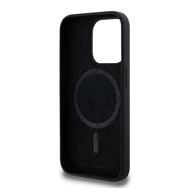 393117_oryg Karl Lagerfeld case for iPhone 15 Pro 6,1" KLHMP15LSCMKCRHK black HC Magsafe silicone kc heads ring