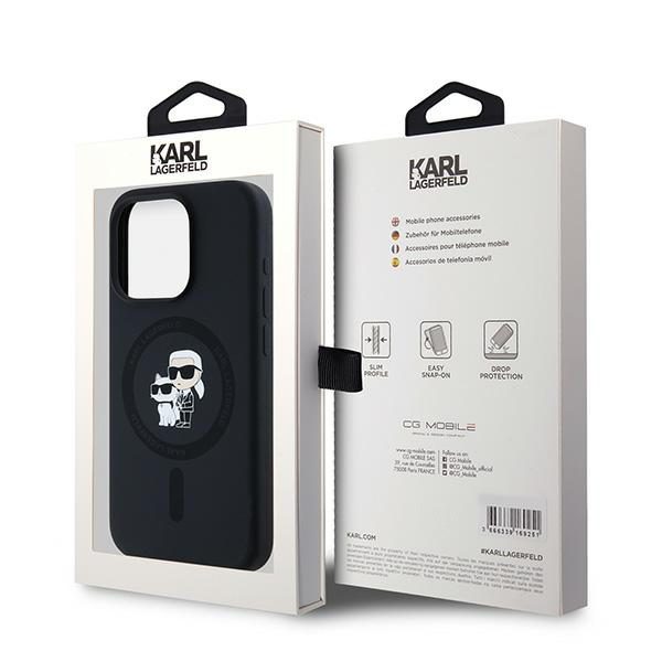 393118_oryg Karl Lagerfeld case for iPhone 15 Pro 6,1" KLHMP15LSCMKCRHK black HC Magsafe silicone kc heads ring