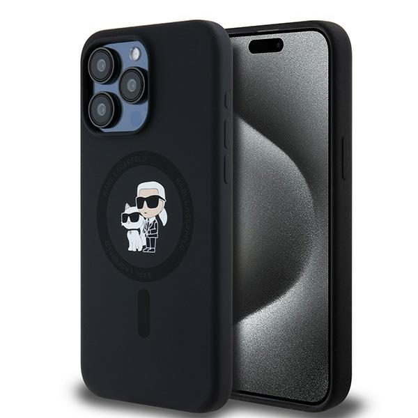 393119_oryg Karl Lagerfeld case for iPhone 15 Pro Max 6,7" KLHMP15XSCMKCRHK black HC Magsafe silicone kc heads ring
