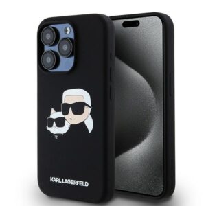 393152_oryg Karl Lagerfeld case for iPhone 15 Pro 6,1" KLHMP15LSKCHPPLK black HC Magsafe silicone sil double heads print