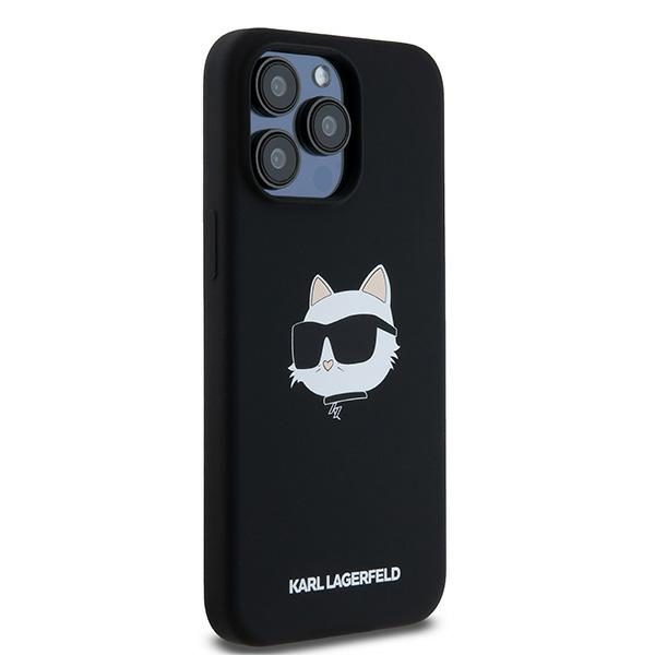 393182_oryg Karl Lagerfeld case for iPhone 15 Pro Max 6,7" KLHMP15XSCHPPLK black HC Magsafe silicone sil Choupette head print