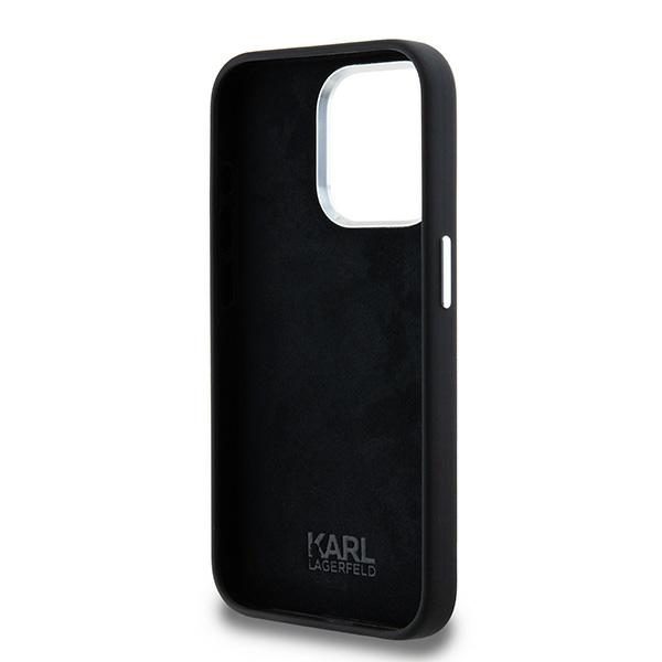 Karl Lagerfeld case for iPhone 15 Pro 6,1" KLHCP15LSCMSMVK black HC silicone sign metal logo