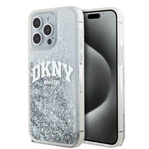 DKNY case for iPhone 15 Pro Max 6,7" DKHCP15XLBNAET white HC liquid glitters w arch logo