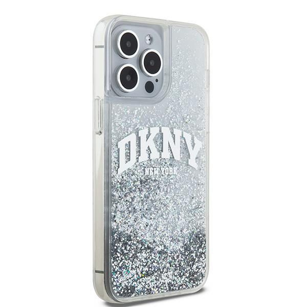 393284_oryg DKNY case for iPhone 15 Pro Max 6,7" DKHCP15XLBNAET white HC liquid glitters w arch logo