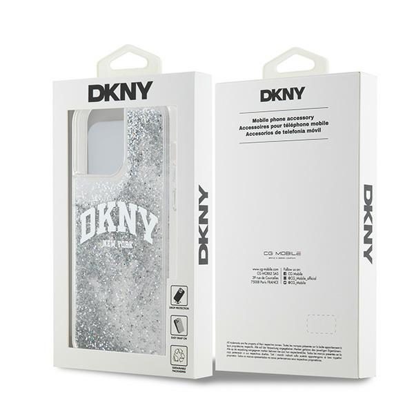 393288_oryg DKNY case for iPhone 15 Pro Max 6,7" DKHCP15XLBNAET white HC liquid glitters w arch logo