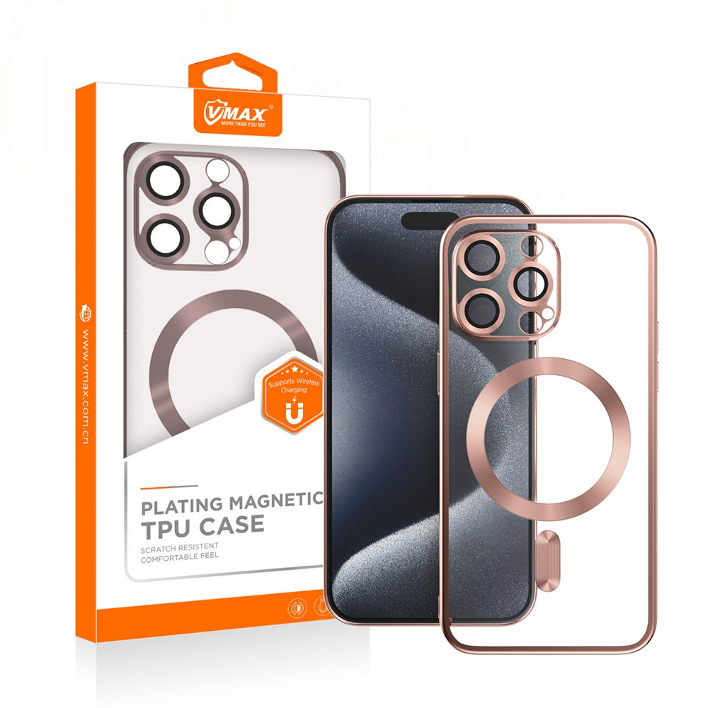 394095_oryg Vmax Electroplating Mag TPU case for iPhone 16 Plus 6,7" rose gold