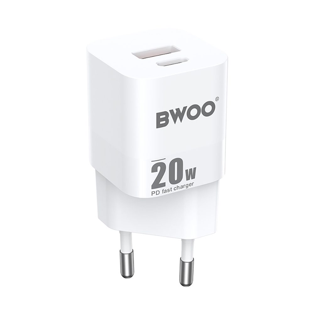 394116_oryg BWOO CDA156 PD wall charger 1x USB-C 1v USB 20W white