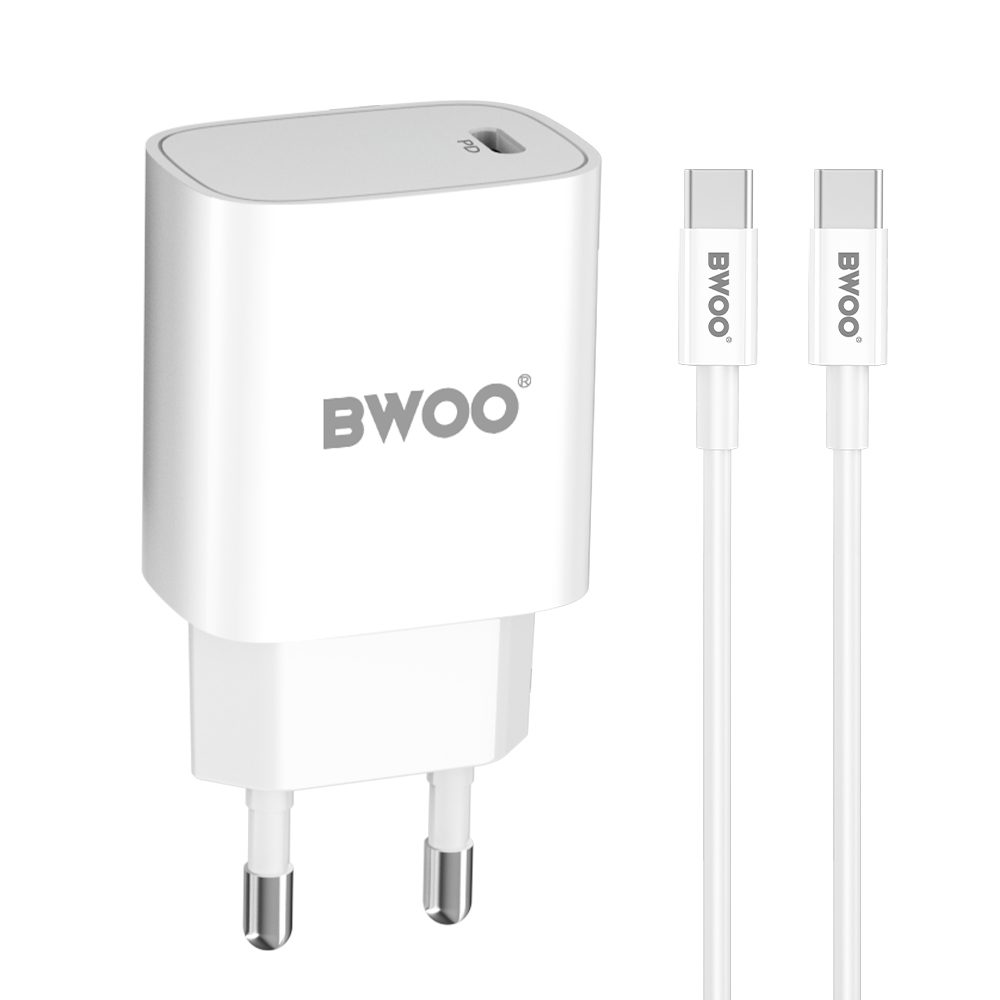 394691_oryg BWOO CDA159 PD wall charger 1x USB-C port + USB-C 20W white