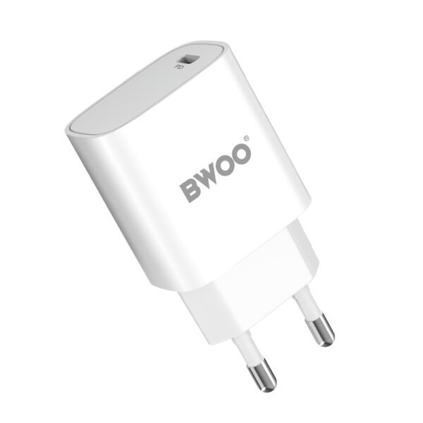 BWOO CDA159 PD wall charger 1x USB-C port + USB-C 20W white