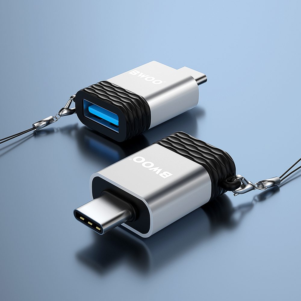 394879_oryg BWOO Adapter USB - USB-C Gray OTG BZ-35