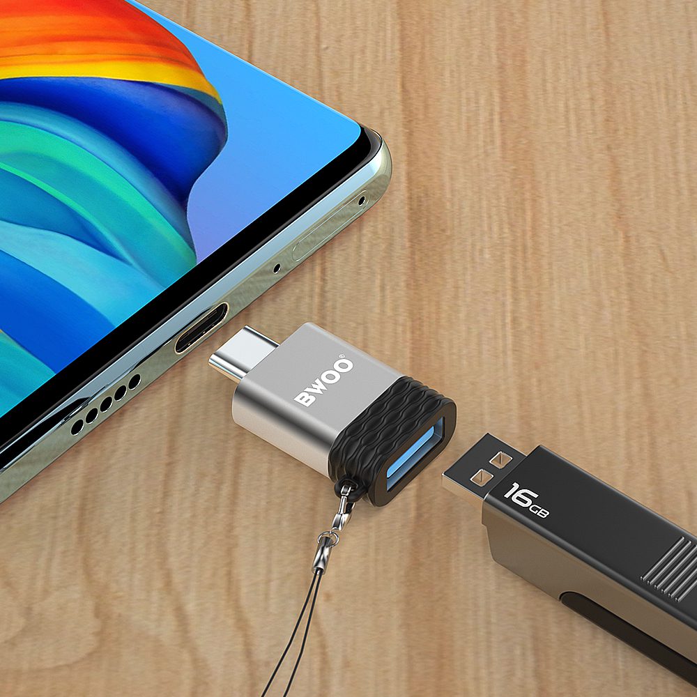 394881_oryg BWOO Adapter USB - USB-C Gray OTG BZ-35