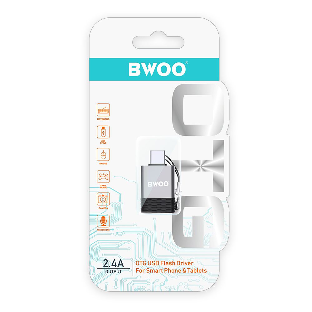 394882_oryg BWOO Adapter USB - USB-C Gray OTG BZ-35
