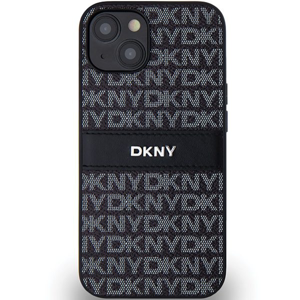DKNY case for iPhone 15 6,1" DKHCP15SPRTHSLK black HC PU repeat texture pattern w tonal stripe