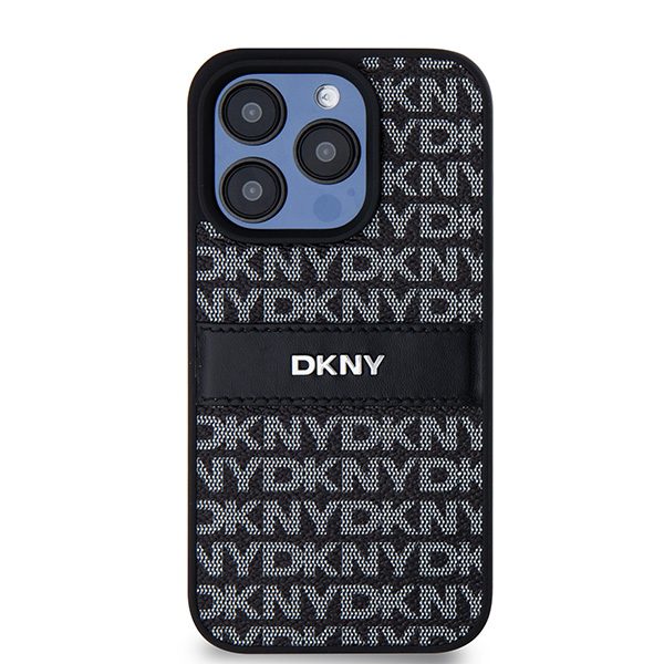 395017_oryg DKNY case for iPhone 15 Pro Max 6,7" DKHCP15XPRTHSLK black HC PU repeat texture pattern w tonal stripe