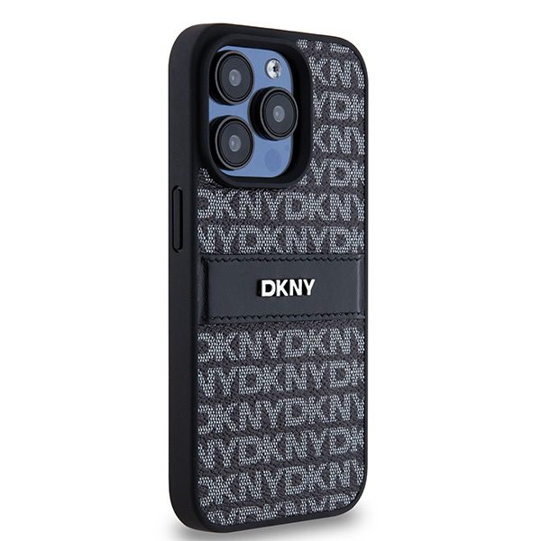 395018_oryg DKNY case for iPhone 15 Pro Max 6,7" DKHCP15XPRTHSLK black HC PU repeat texture pattern w tonal stripe
