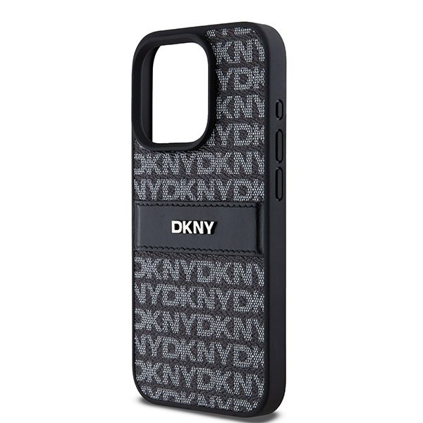395020_oryg DKNY case for iPhone 15 Pro Max 6,7" DKHCP15XPRTHSLK black HC PU repeat texture pattern w tonal stripe