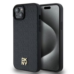 DKNY case for iPhone 15 6,1" DKHMP15SPSHRPSK czarna HC Magsafe pu repeat pattern w stack logo