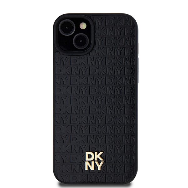 DKNY case for iPhone 15 6,1" DKHMP15SPSHRPSK czarna HC Magsafe pu repeat pattern w stack logo