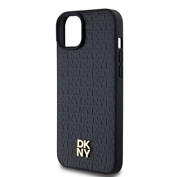 DKNY case for iPhone 15 6,1" DKHMP15SPSHRPSK czarna HC Magsafe pu repeat pattern w stack logo