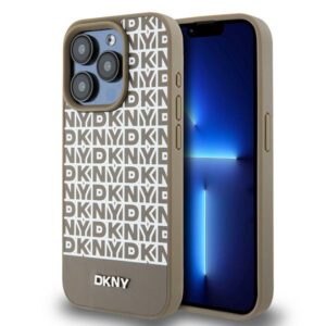 DKNY case for iPhone 15 Pro Max 6,7" DKHMP15XPSOSPW black HC Magsafe pu repeat pattern w bottom stripe