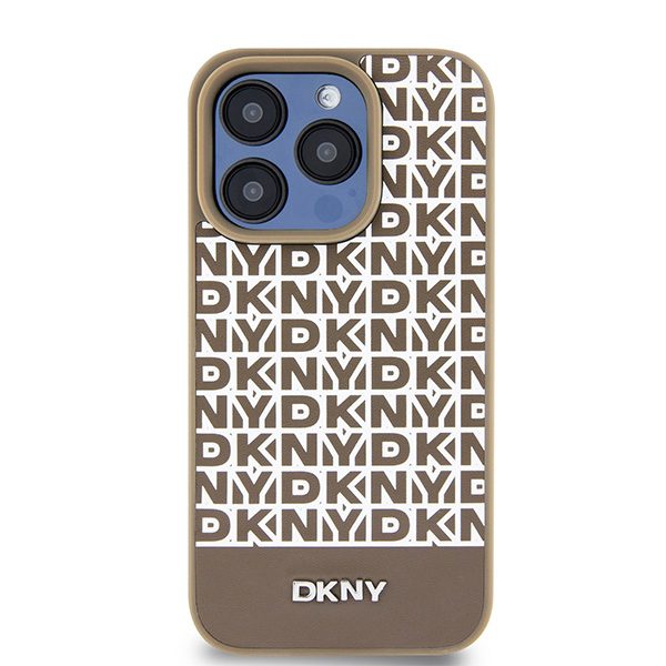 395212_oryg DKNY case for iPhone 15 Pro Max 6,7" DKHMP15XPSOSPW black HC Magsafe pu repeat pattern w bottom stripe