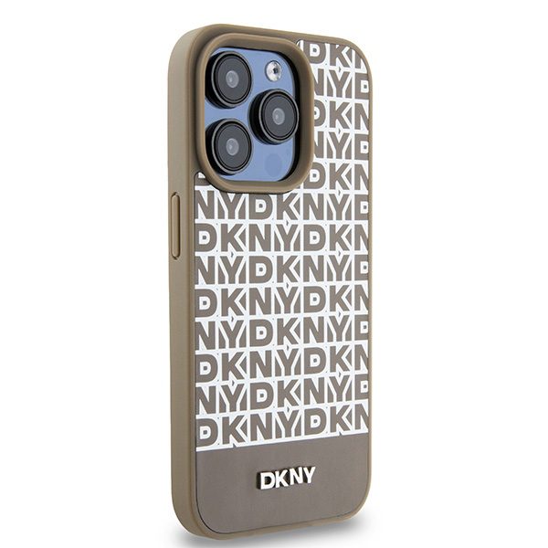 395213_oryg DKNY case for iPhone 15 Pro Max 6,7" DKHMP15XPSOSPW black HC Magsafe pu repeat pattern w bottom stripe