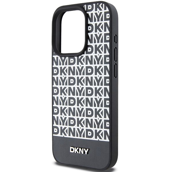 395239_oryg DKNY case for iPhone 15 Pro Max 6,7" DKHMP15XPSOSPK black HC Magsafe pu repeat pattern w bottom stripe