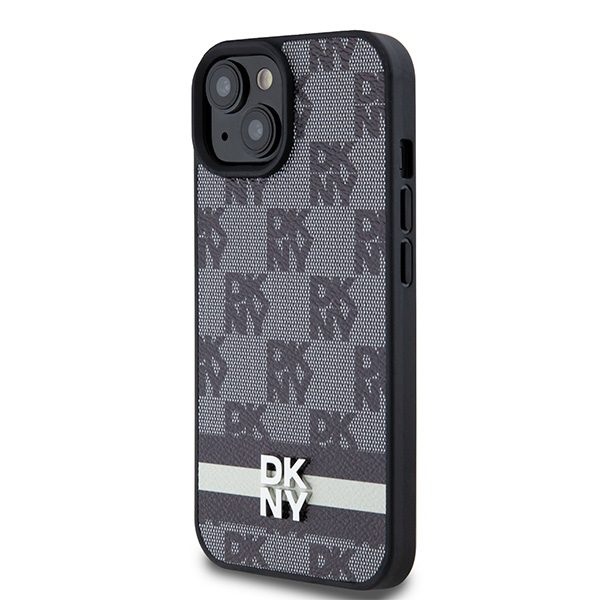 395251_oryg DKNY case for iPhone 15 Plus 6,7" DKHCP15MPCPTSSK black HC PU checkered pattern w printed stripes