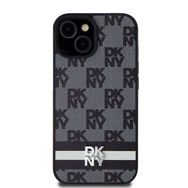 395252_oryg DKNY case for iPhone 15 Plus 6,7" DKHCP15MPCPTSSK black HC PU checkered pattern w printed stripes