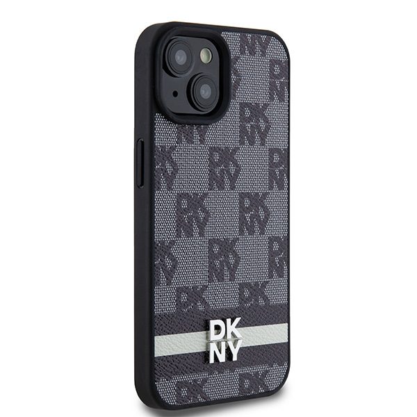 395253_oryg DKNY case for iPhone 15 Plus 6,7" DKHCP15MPCPTSSK black HC PU checkered pattern w printed stripes