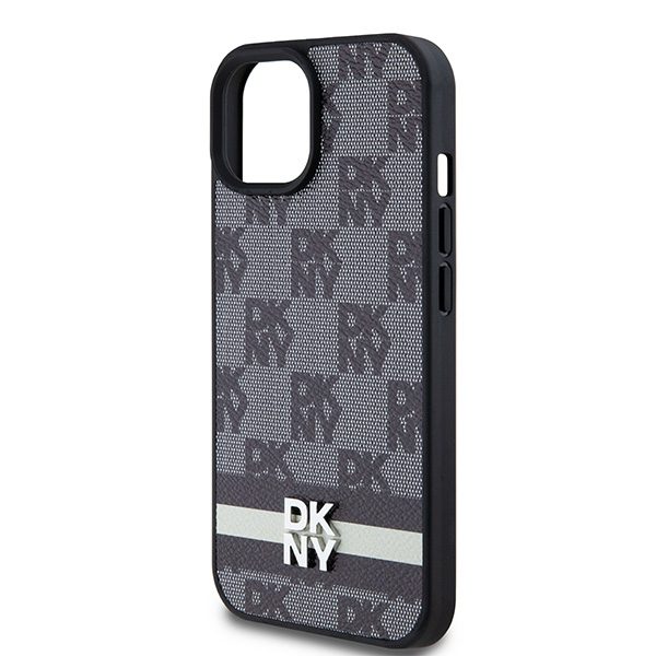 395255_oryg DKNY case for iPhone 15 Plus 6,7" DKHCP15MPCPTSSK black HC PU checkered pattern w printed stripes