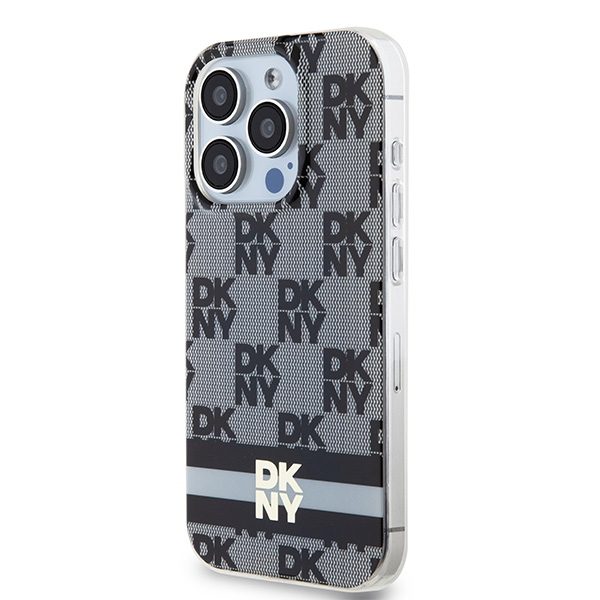 395315_oryg DKNY case for iPhone 15 Pro 6,1" DKHMP15LHCPTSK black HC Magsafe pc tpu checkered pattern w printed stripes