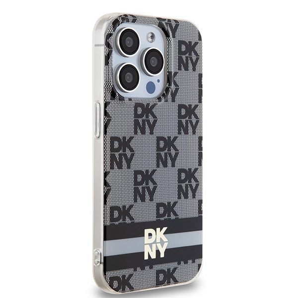 395317_oryg DKNY case for iPhone 15 Pro 6,1" DKHMP15LHCPTSK black HC Magsafe pc tpu checkered pattern w printed stripes